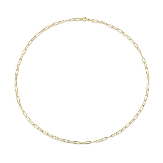 5.0mm Diamond-Cut Paper Clip Chain Necklace in Sterling Silver with Yellow Rhodium