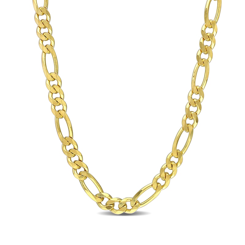 Main Image 1 of 5.5mm Figaro Chain Necklace in Sterling Silver with Yellow Rhodium - 20&quot;