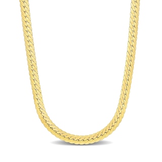 5.0mm Herringbone Chain Necklace in Sterling Silver with Yellow Rhodium