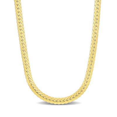 5.0mm Herringbone Chain Necklace in Sterling Silver with Yellow Rhodium