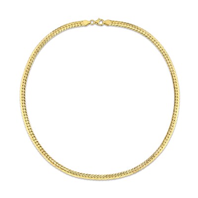 5.0mm Herringbone Chain Necklace in Sterling Silver with Yellow Rhodium