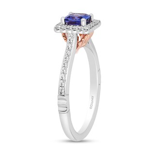 Enchanted Disney Ariel Cushion-Cut Tanzanite and 0.23 CT. T.W. Diamond Engagement Ring in 14K Two-Tone Gold