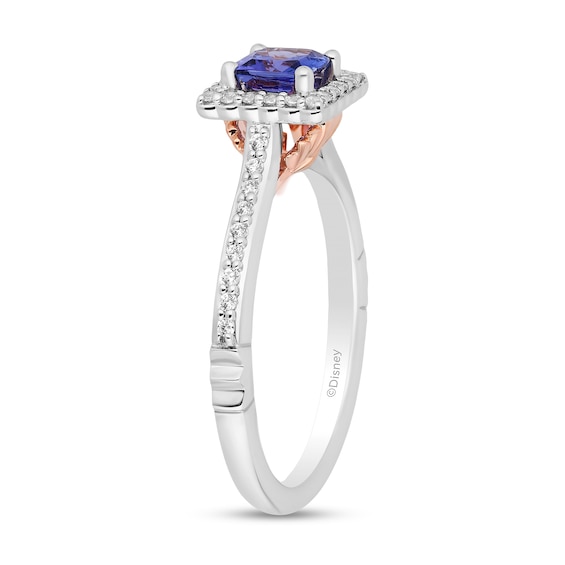 Enchanted Disney Ariel Cushion-Cut Tanzanite and 0.23 CT. T.W. Diamond Engagement Ring in 14K Two-Tone Gold