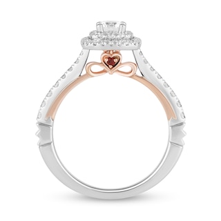 Enchanted Disney Snow White 0.69 CT. T.W. Diamond Double Cushion-Shaped Frame Engagement Ring in 14K Two-Tone Gold