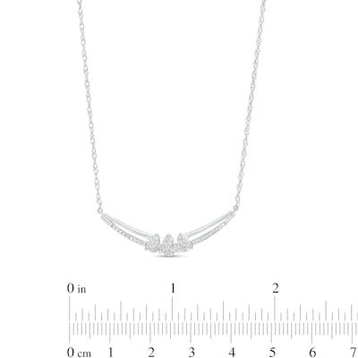 0.20 CT. T.W. Pear-Shaped Multi-Diamond Trio Curved Necklace in Sterling Silver