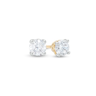 Trouvaille Collection CT. T.W. DeBeers®-Graded Diamond Solitaire Stud Earrings in 14K Gold (F/I1