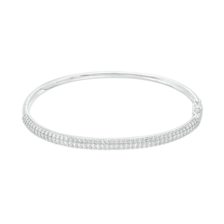 2.50 CT. T.W. Diamond Triple Row Bangle in 10K White Gold - 7.25"