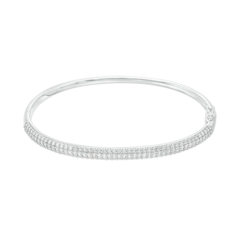 2.50 CT. T.W. Diamond Triple Row Bangle in 10K White Gold - 7.25"|Peoples Jewellers