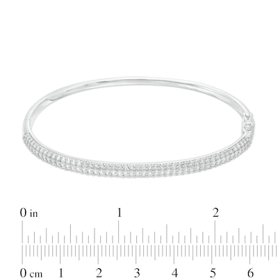 2.50 CT. T.W. Diamond Triple Row Bangle in 10K White Gold - 7.25"