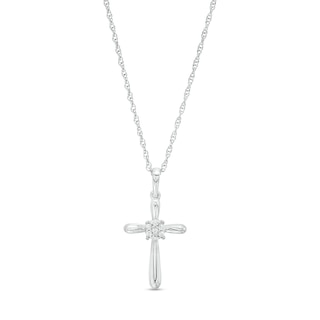 0.04 CT. T.W. Multi-Diamond Cross Pendant in Sterling Silver