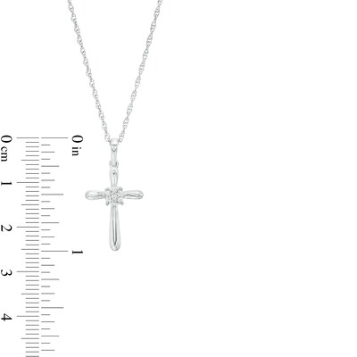 0.04 CT. T.W. Multi-Diamond Cross Pendant in Sterling Silver