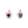 Thumbnail Image 0 of Enchanted Disney Snow White Garnet and 0.18 CT. T.W. Diamond Apple Stud Earrings in Sterling Silver and 10K Rose Gold