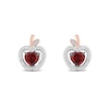 Thumbnail Image 1 of Enchanted Disney Snow White Garnet and 0.18 CT. T.W. Diamond Apple Stud Earrings in Sterling Silver and 10K Rose Gold