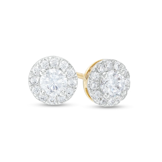 Trouvaille Collection CT. T.W. DeBeers®-Graded Diamond Frame Stud Earrings in 14K Gold (F/I1