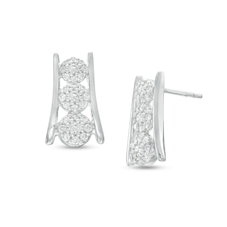 0.32 CT. T.W. Multi-Diamond Graduated Trio Stud Earrings in 10K White Gold