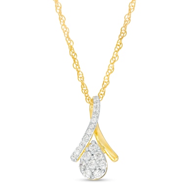 0.20 CT. T.W. Pear-Shaped Multi-Diamond Twist Bail Pendant in 10K Gold