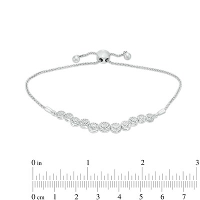 0.20 CT. T.W. Multi-Diamond Graduated Curve Bolo Bracelet in Sterling Silver – 9.5"