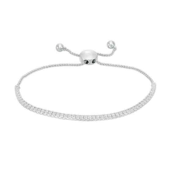 1.00 CT. T.W. Diamond Line Bolo Bracelet in 10K White Gold – 9.5"