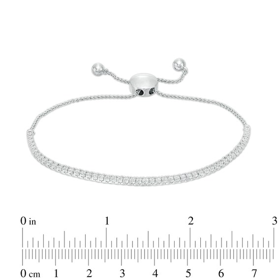 1.00 CT. T.W. Diamond Line Bolo Bracelet in 10K White Gold – 9.5"