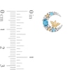 Enchanted Disney Jasmine Swiss Blue Topaz and 0.085 CT. T.W. Diamond Moon Stud Earrings in Sterling Silver and 10K Gold