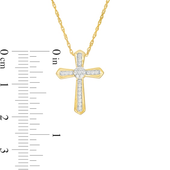 0.10 CT. T.W. Multi-Diamond Cross Pendant in 10K Gold