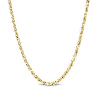 2.2mm Rope Chain Necklace in Sterling Silver with Yellow Rhodium