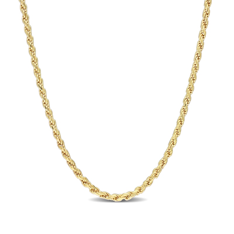 2.2mm Rope Chain Necklace in Sterling Silver with Yellow Rhodium|Peoples Jewellers