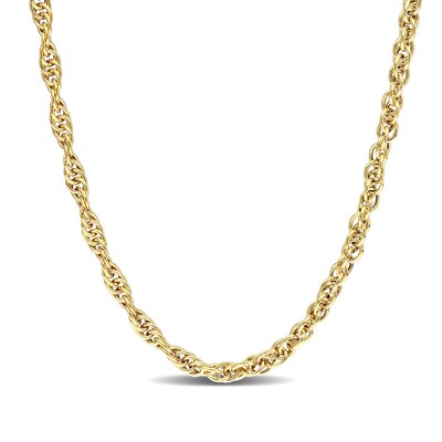 3.7mm Singapore Chain Necklace in Sterling Silver with Yellow Rhodium