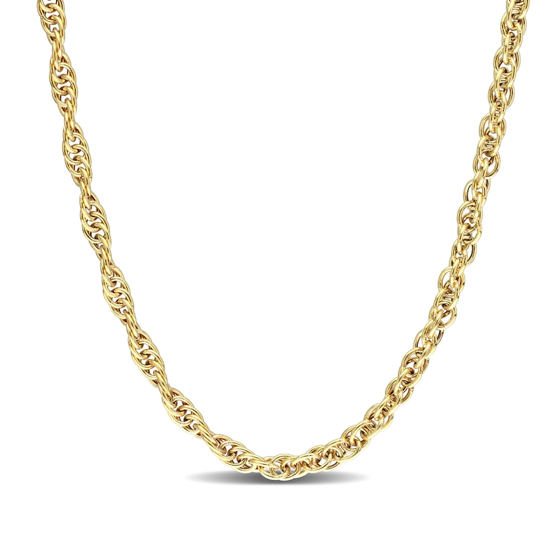 3.7mm Singapore Chain Necklace in Sterling Silver with Yellow Rhodium - 24"