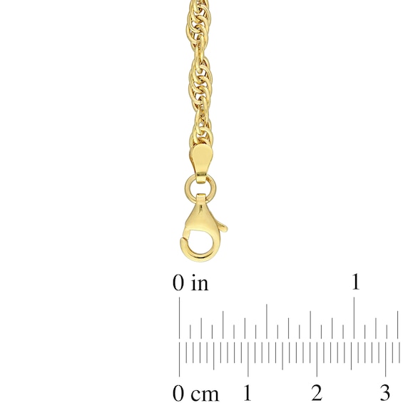 3.7mm Singapore Chain Necklace in Sterling Silver with Yellow Rhodium