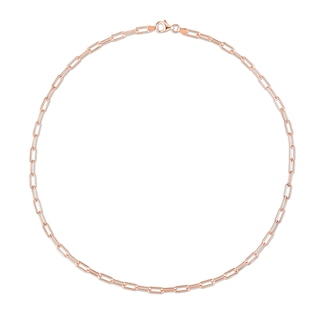 3.5mm Paper Clip Chain Necklace in Sterling Silver with Rose Rhodium