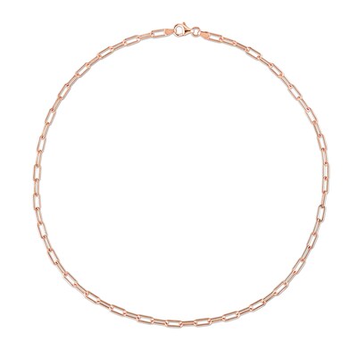 3.5mm Paper Clip Chain Necklace in Sterling Silver with Rose Rhodium