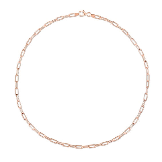 3.5mm Paper Clip Chain Necklace in Sterling Silver with Rose Rhodium