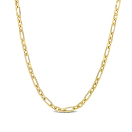 3.0mm Figaro Chain Necklace in Sterling Silver with Yellow Rhodium - 20&quot;