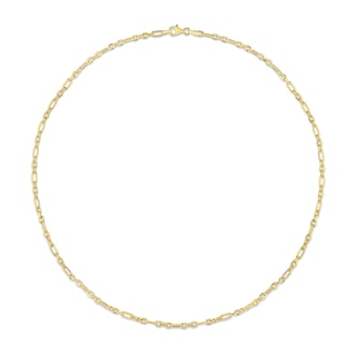 3.0mm Figaro Chain Necklace in Sterling Silver with Yellow Rhodium