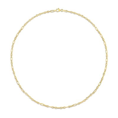 3.0mm Figaro Chain Necklace in Sterling Silver with Yellow Rhodium