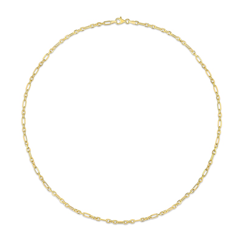 3.0mm Figaro Chain Necklace in Sterling Silver with Yellow Rhodium