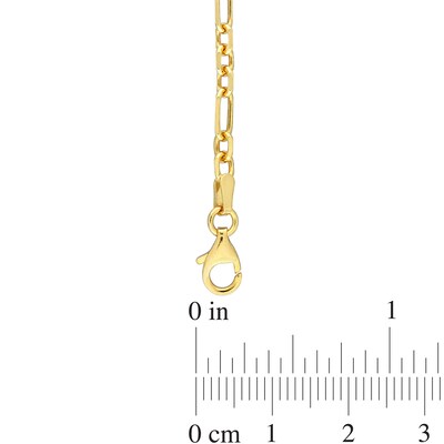 3.0mm Figaro Chain Necklace in Sterling Silver with Yellow Rhodium