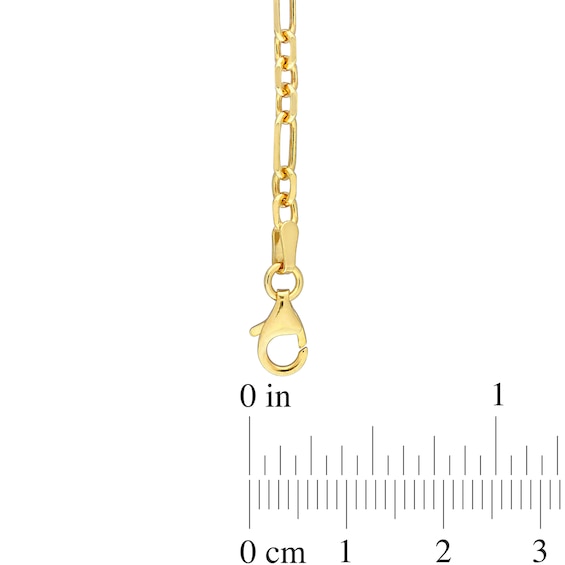 3.0mm Figaro Chain Necklace in Sterling Silver with Yellow Rhodium