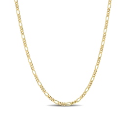 2.2mm Figaro Chain Necklace in Sterling Silver with Yellow Rhodium - 24&quot;