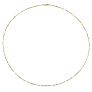 2.2mm Figaro Chain Necklace in Sterling Silver with Yellow Rhodium