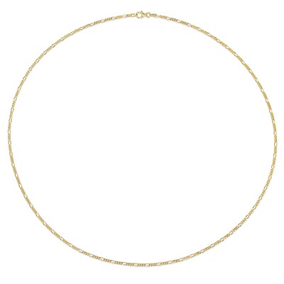 2.2mm Figaro Chain Necklace in Sterling Silver with Yellow Rhodium