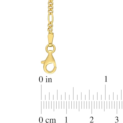 2.2mm Figaro Chain Necklace in Sterling Silver with Yellow Rhodium