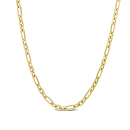 3.0mm Figaro Chain Necklace in Sterling Silver with Yellow Rhodium