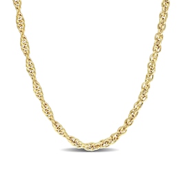 3.7mm Singapore Chain Necklace in Sterling Silver with Yellow Rhodium - 20&quot;