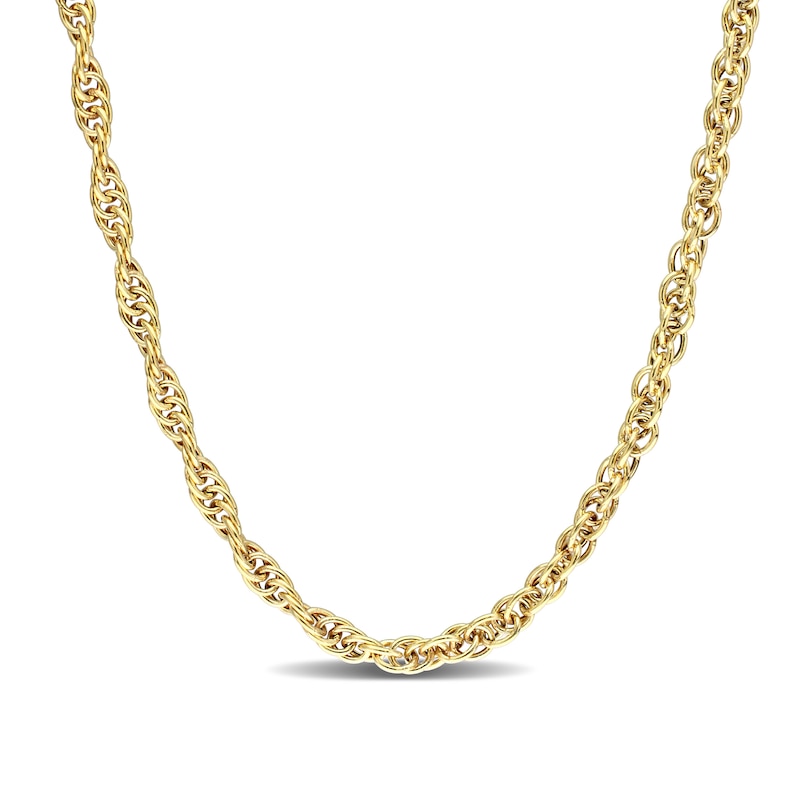 Main Image 1 of 3.7mm Singapore Chain Necklace in Sterling Silver with Yellow Rhodium - 20&quot;