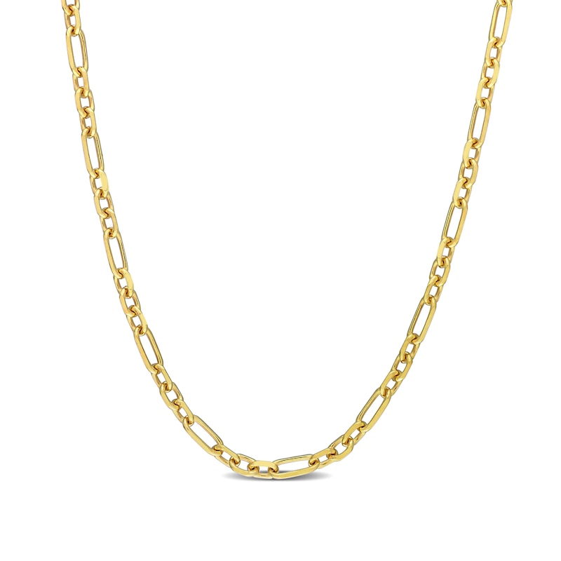 Main Image 1 of 3.0mm Figaro Chain Necklace in Sterling Silver with Yellow Rhodium - 16&quot;