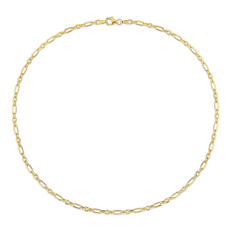 Main Image 3 of 3.0mm Figaro Chain Necklace in Sterling Silver with Yellow Rhodium - 16&quot;