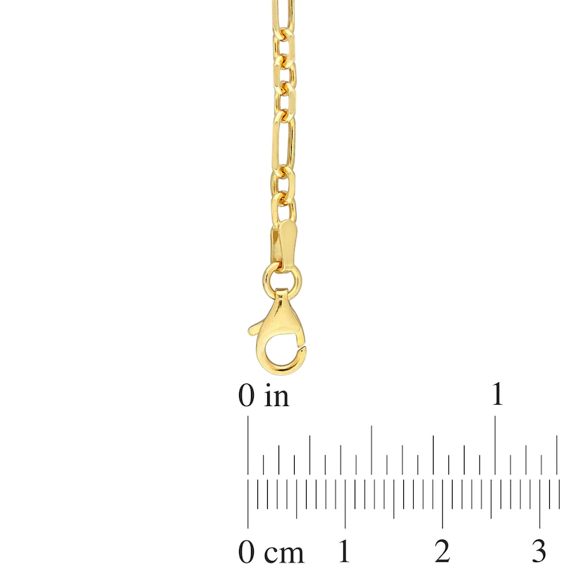 Main Image 4 of 3.0mm Figaro Chain Necklace in Sterling Silver with Yellow Rhodium - 16&quot;