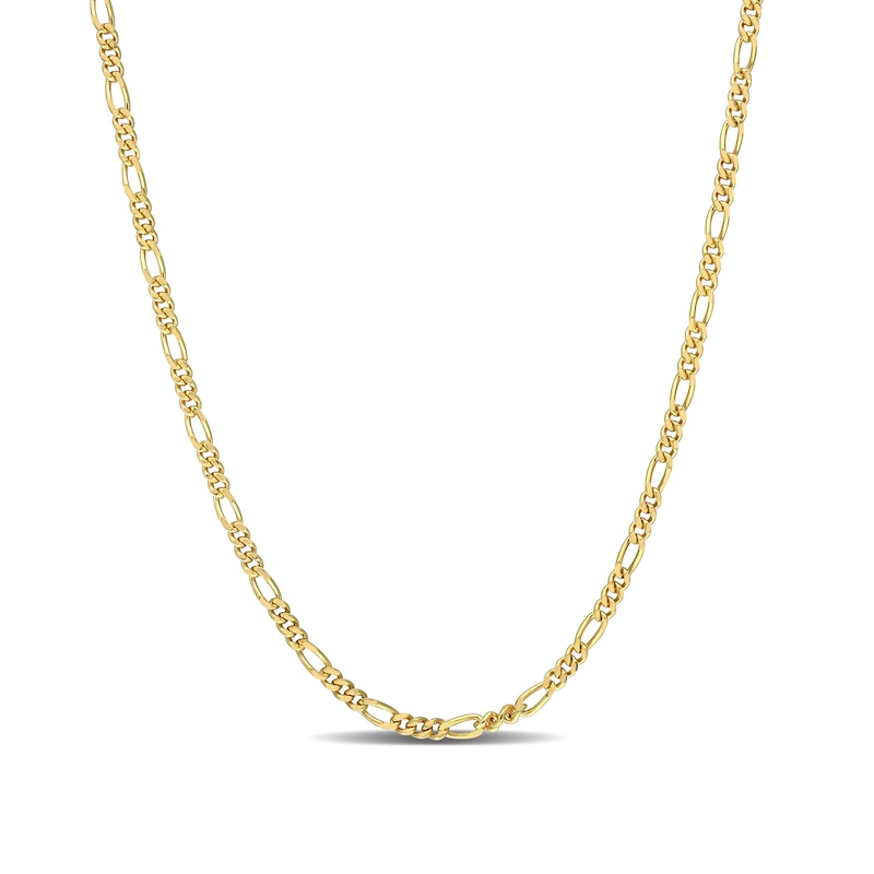 2.2mm Figaro Chain Necklace in Sterling Silver with Yellow Rhodium - 20"